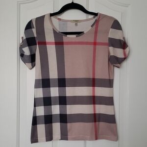 Burberry Women's Plaid Top - Pink and Black